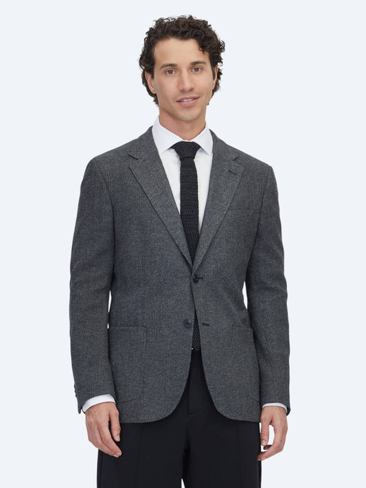 Schwarze Karierte Modern Fit Baumwolljacke