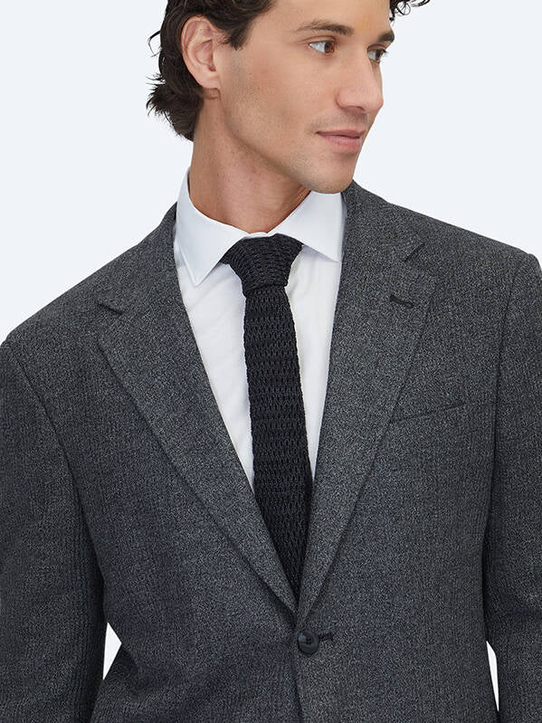 Schwarze Karierte Modern Fit Baumwolljacke