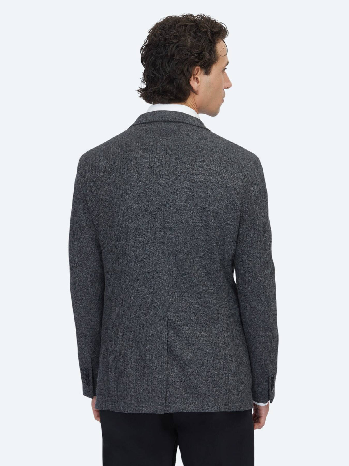 Schwarze Karierte Modern Fit Baumwolljacke