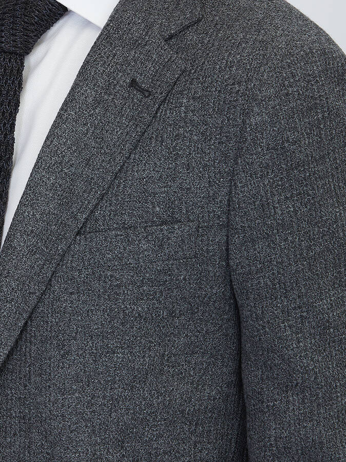 Schwarze Karierte Modern Fit Baumwolljacke