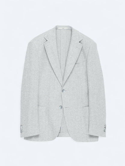 Grau karierte Modern Fit Baumwollmischung Jacke