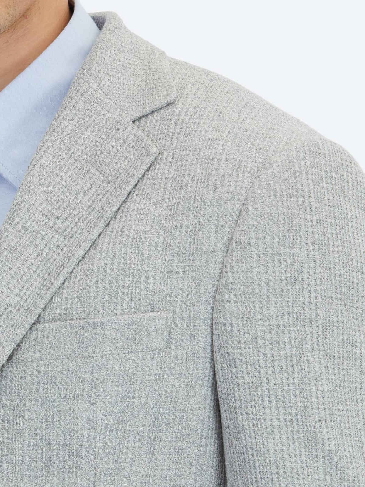 Grau karierte Modern Fit Baumwollmischung Jacke