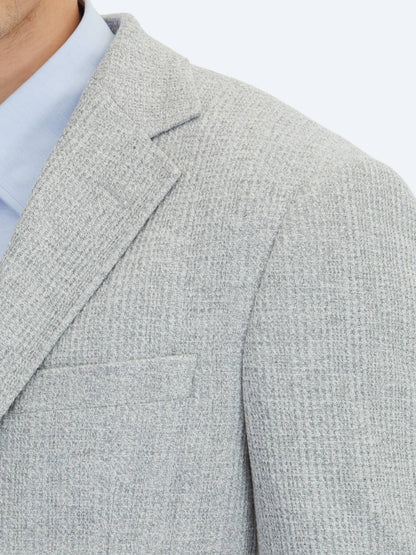Grau karierte Modern Fit Baumwollmischung Jacke