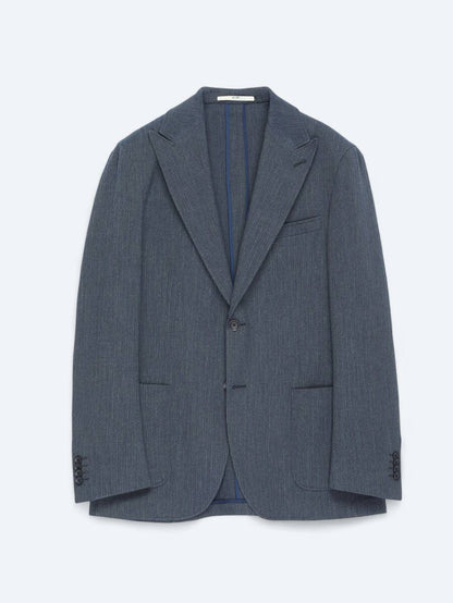 Dunkelblau Gestreiftes Modern Fit Jackett