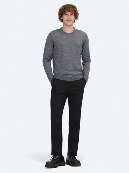 Graues Strick-Sweatshirt