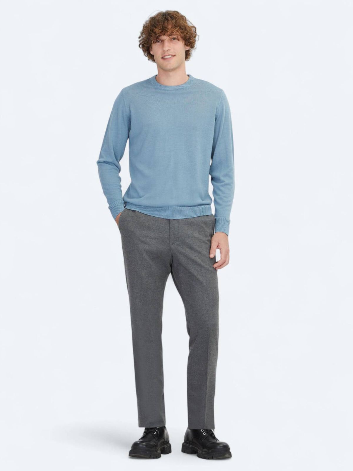 Hellblaues Strick-Sweatshirt
