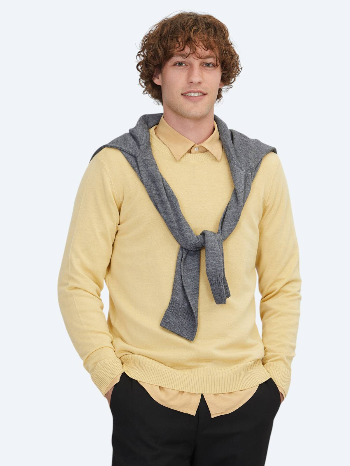 Gelbes Strick-Sweatshirt