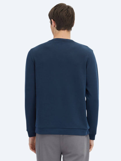 Marineblauer Rundhalsausschnitt Muster Sweatshirt