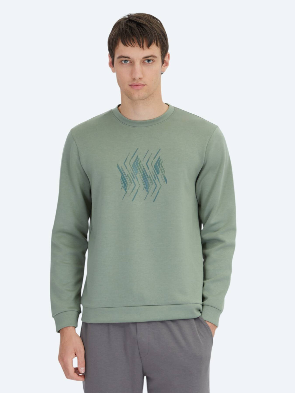 Mint Rundhalsmuster Sweatshirt