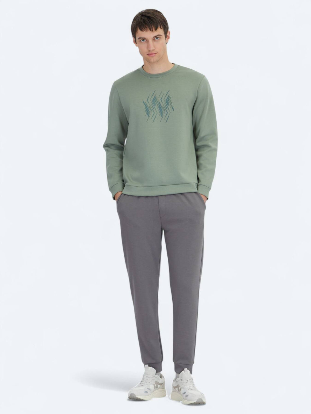Mint Rundhalsmuster Sweatshirt