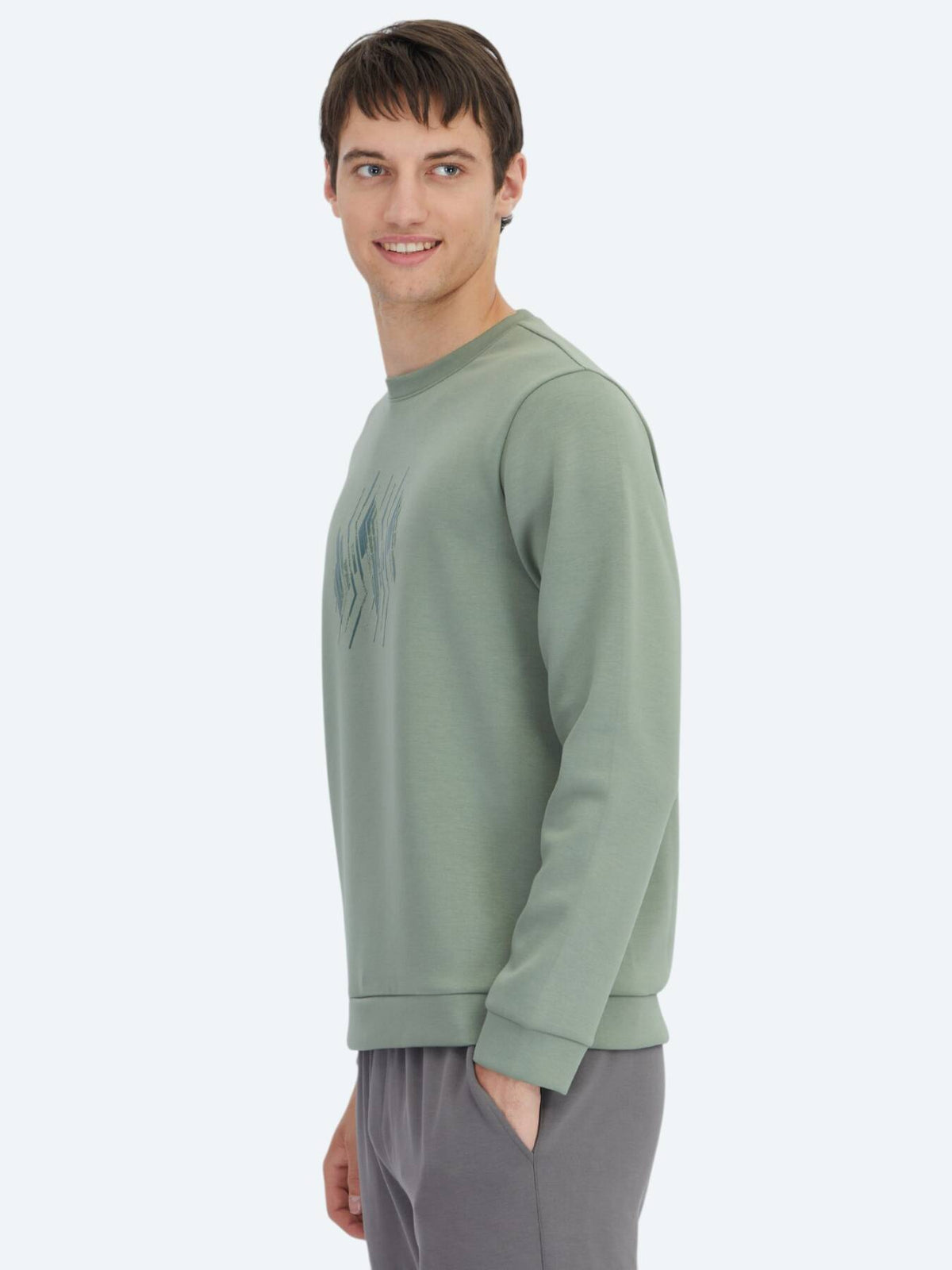Mint Rundhalsmuster Sweatshirt