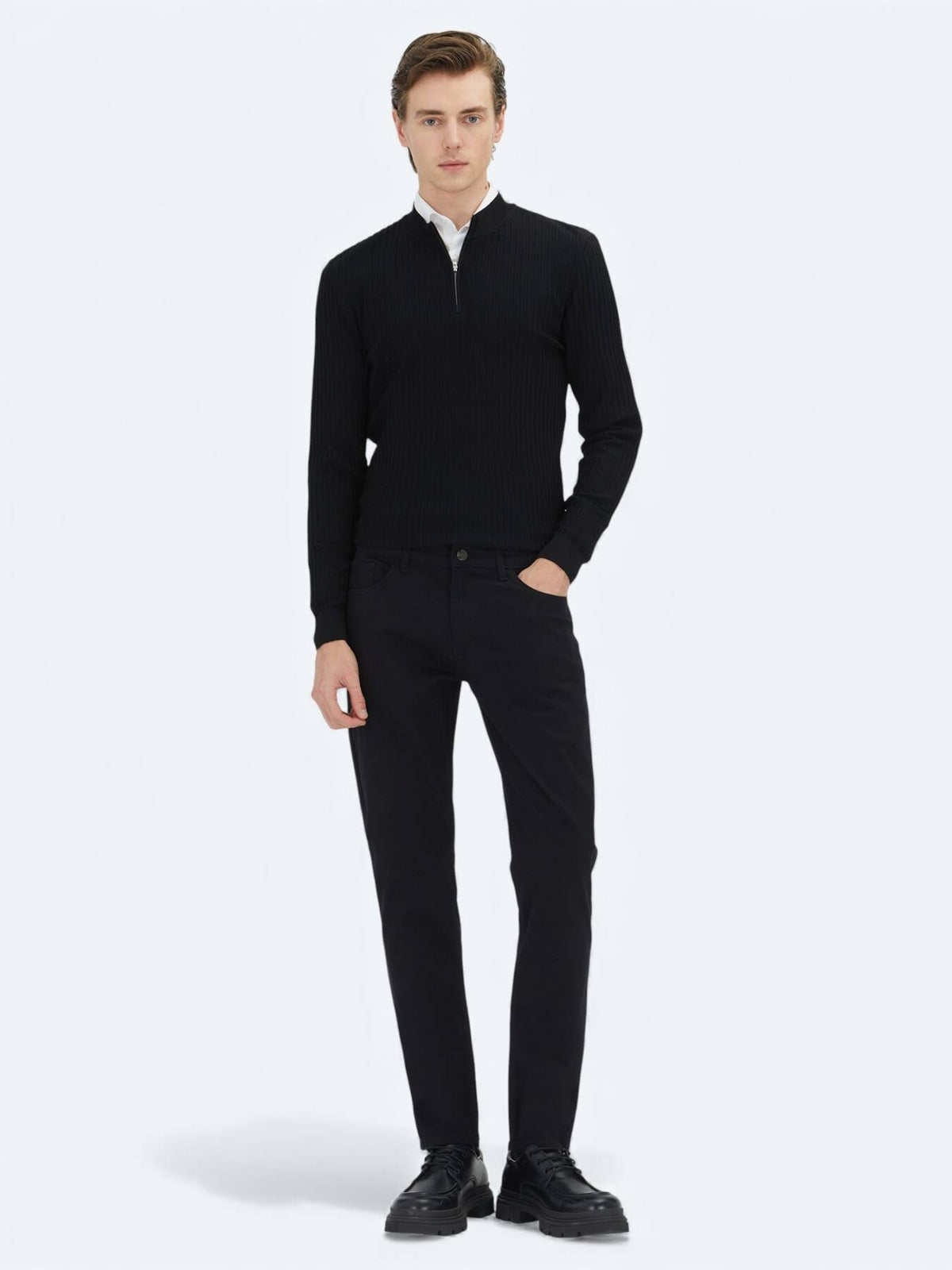 Schwarze Velours Casual Baumwollhose