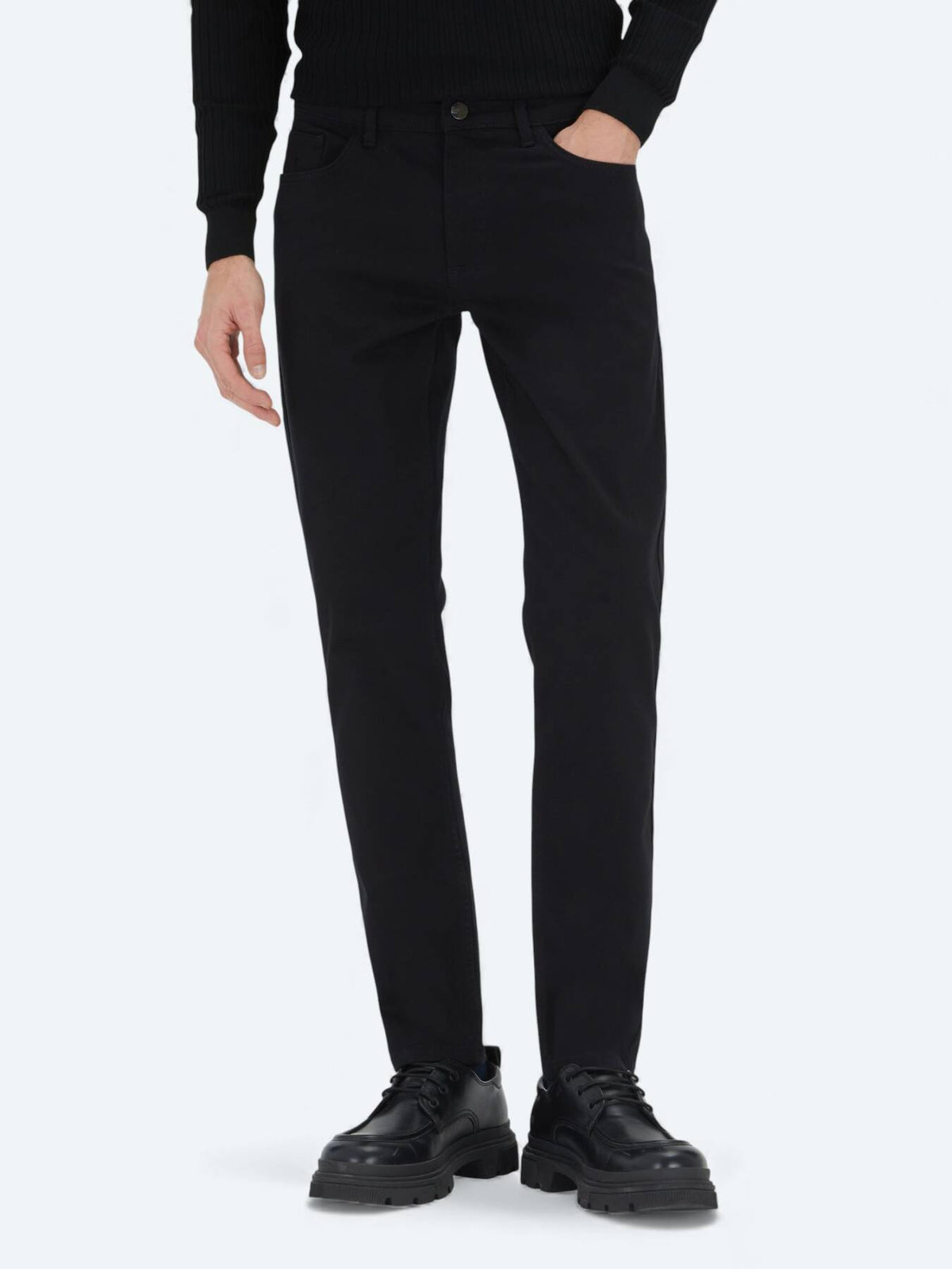 Schwarze Velours Casual Baumwollhose