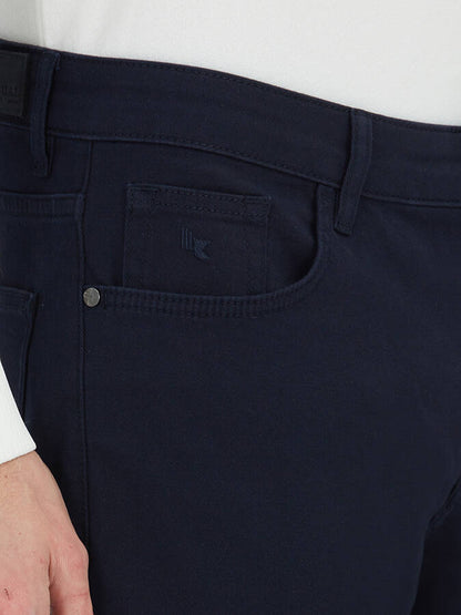 Navy Blaue Velours Casual Baumwollhose