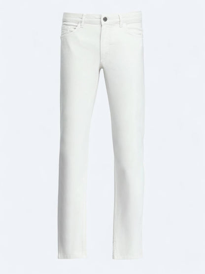 Ecru Weben Slim Fit Freizeit Baumwollmischung Hose