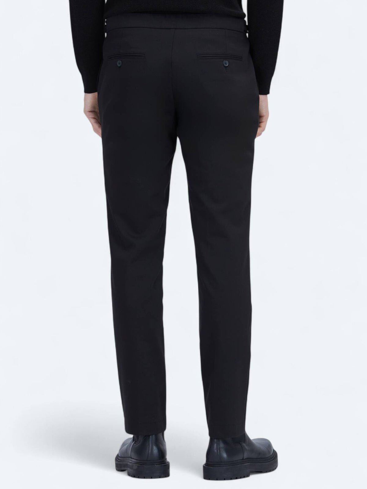 Schwarze Weberei Regular Fit Smart Casual Baumwollmischung Hose