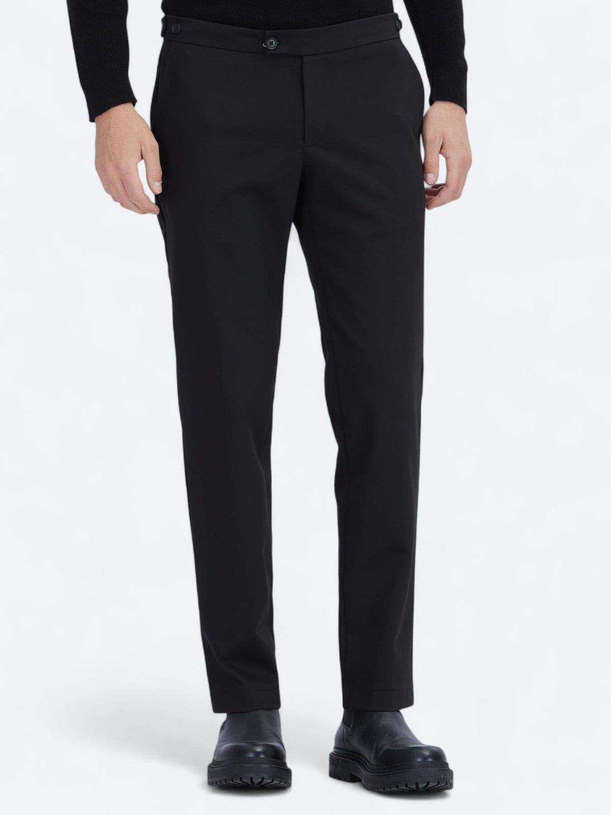 Schwarze Weberei Regular Fit Smart Casual Baumwollmischung Hose