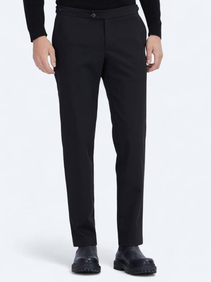 Schwarze Weberei Regular Fit Smart Casual Baumwollmischung Hose