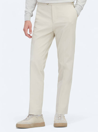 Beige Webstoff Regular Fit Casual Hose