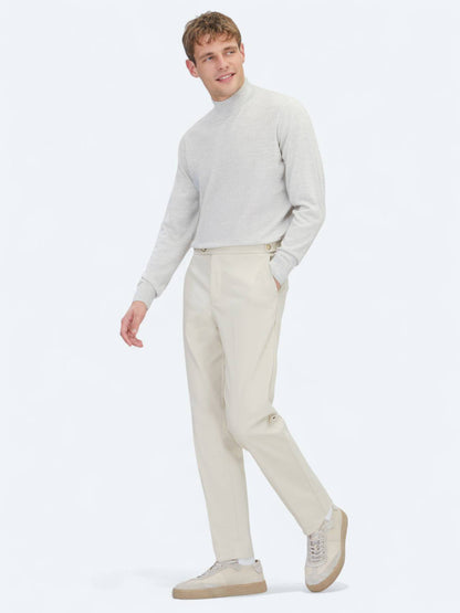 Beige Webstoff Regular Fit Casual Hose