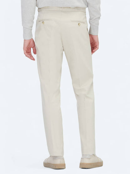 Beige Webstoff Regular Fit Casual Hose