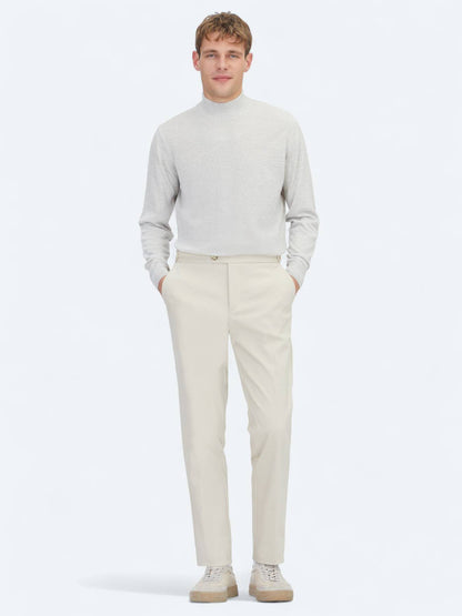 Beige Webstoff Regular Fit Casual Hose