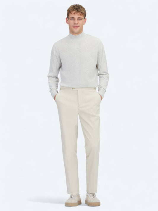 Beige Webstoff Regular Fit Casual Hose