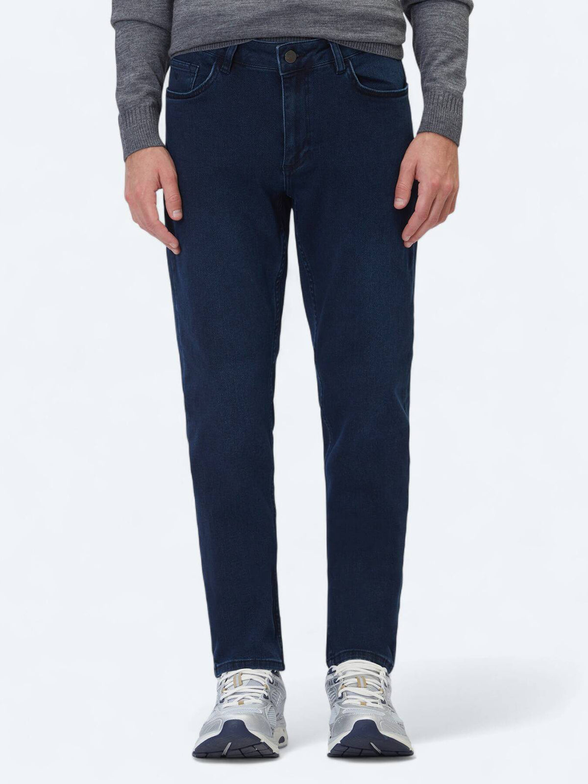 Marineblaue Velours Slim Fit Jeans