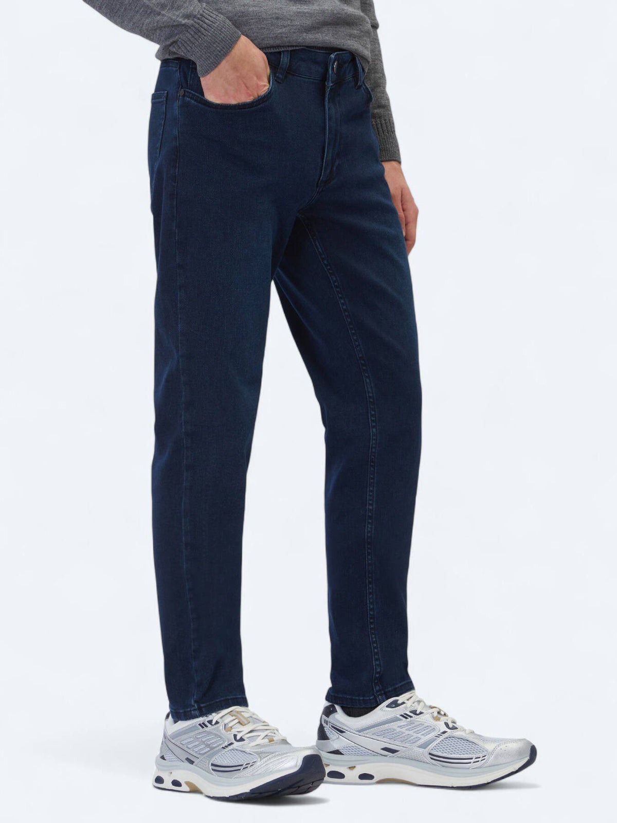 Marineblaue Velours Slim Fit Jeans