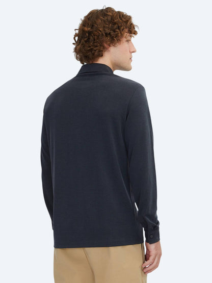 Schwarzes Einfarbiges Regular Fit Strickhemd