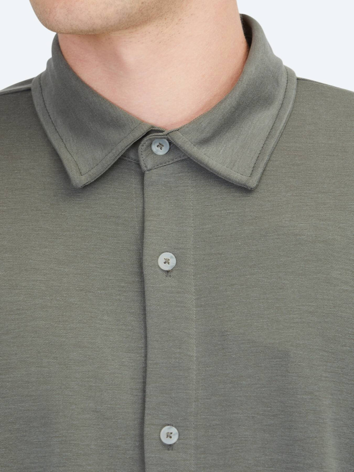 Khaki Einfarbig Normale Passform Strick Freizeithemd