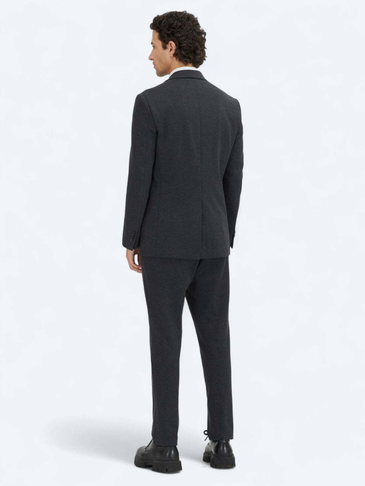 Kohle Schwarz Modern Fit Baumwollanzug