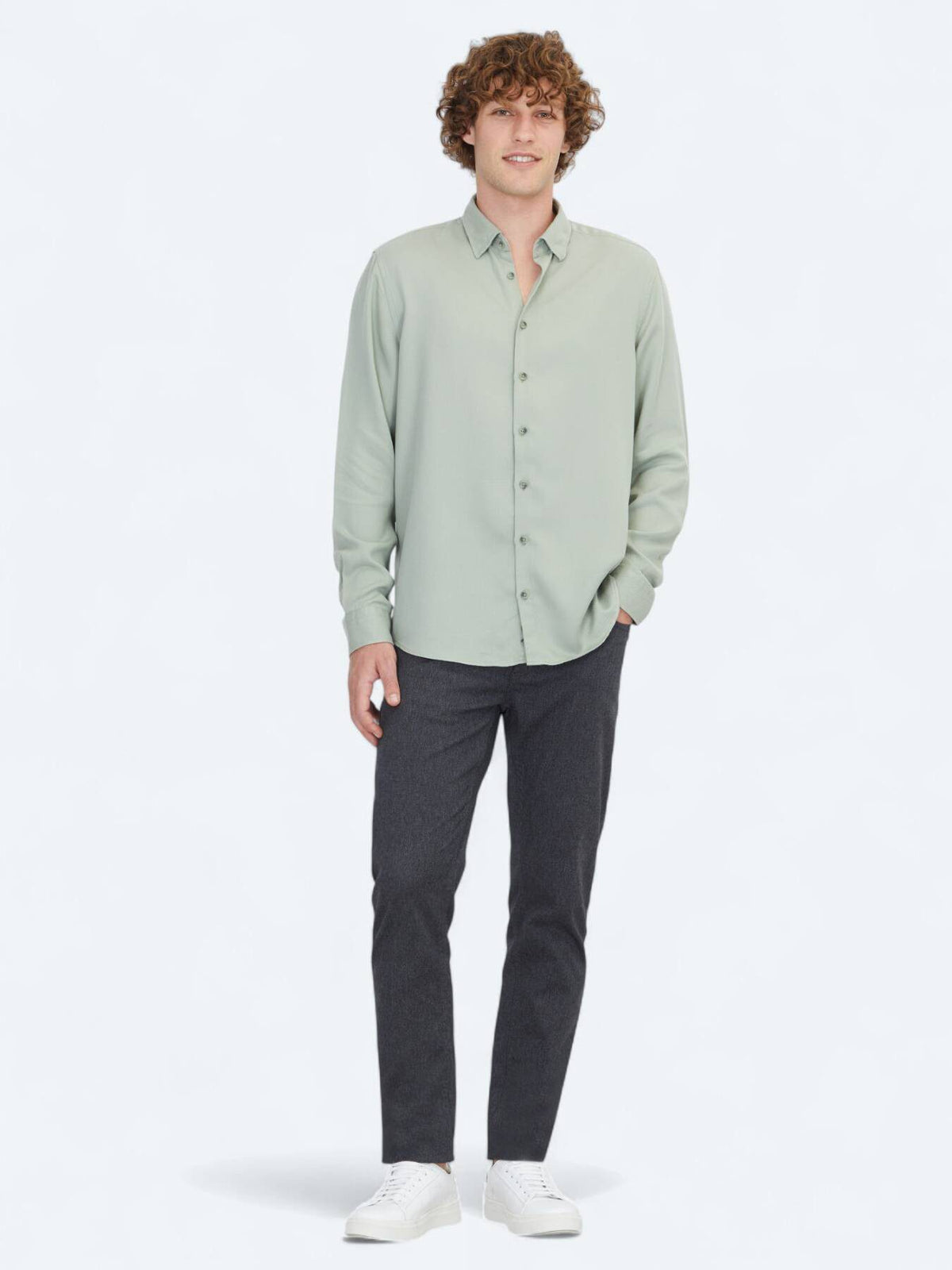 Mint Regular Fit Weben Freizeithemd