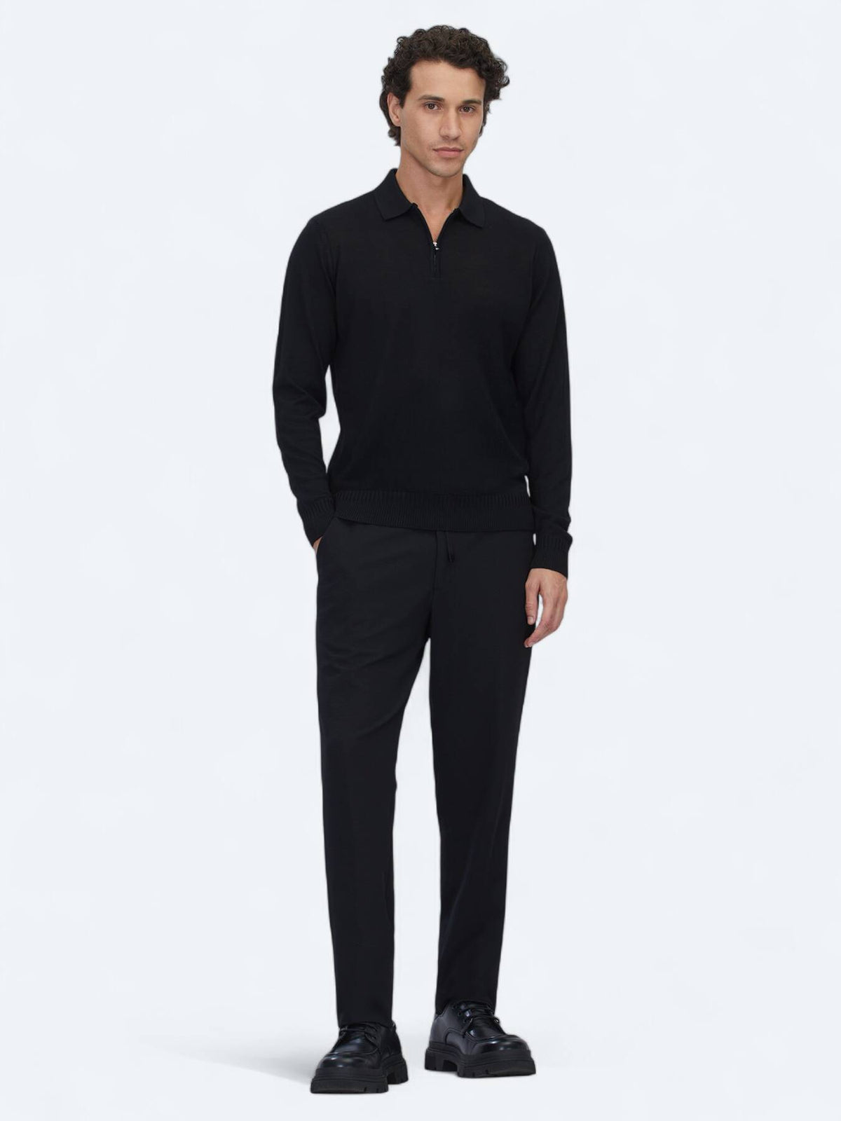 Schwarzes Strick-Sweatshirt
