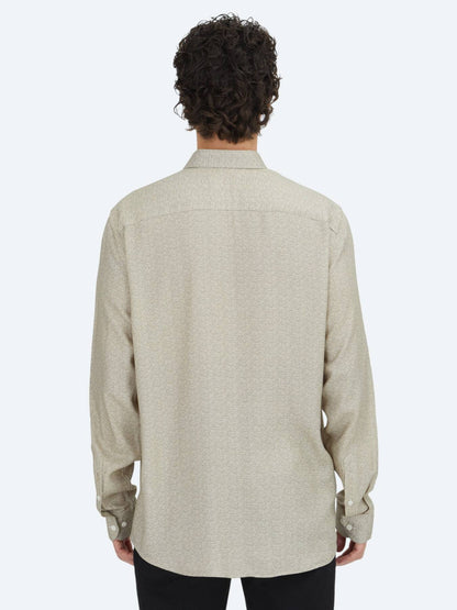 Beige Regular Fit Weben Casual 100% Baumwollhemd