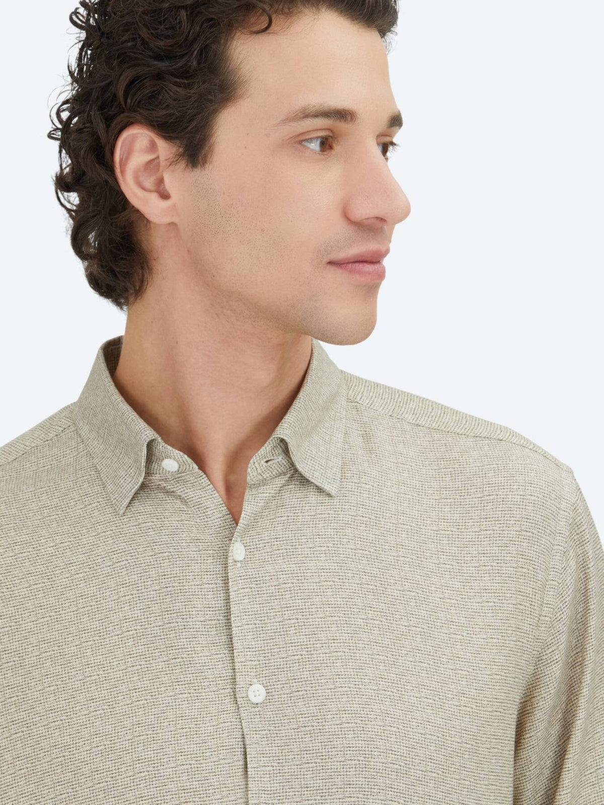 Beige Regular Fit Weben Casual 100% Baumwollhemd