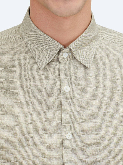 Beige Regular Fit Weben Casual 100% Baumwollhemd
