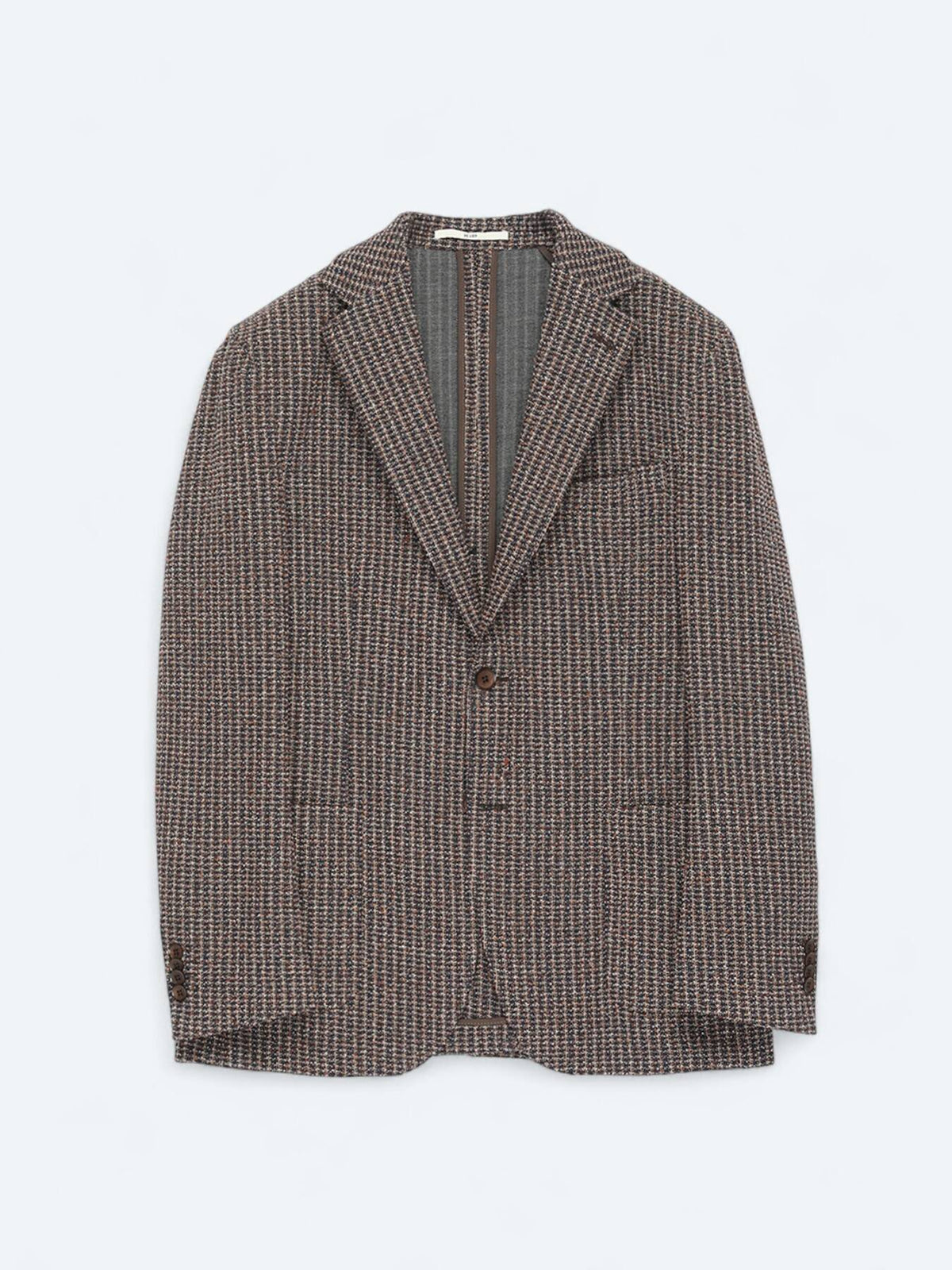 Marineblau gemusterte Modern Fit Baumwollmischungsjacke
