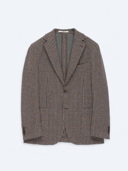 Marineblau gemusterte Modern Fit Baumwollmischungsjacke