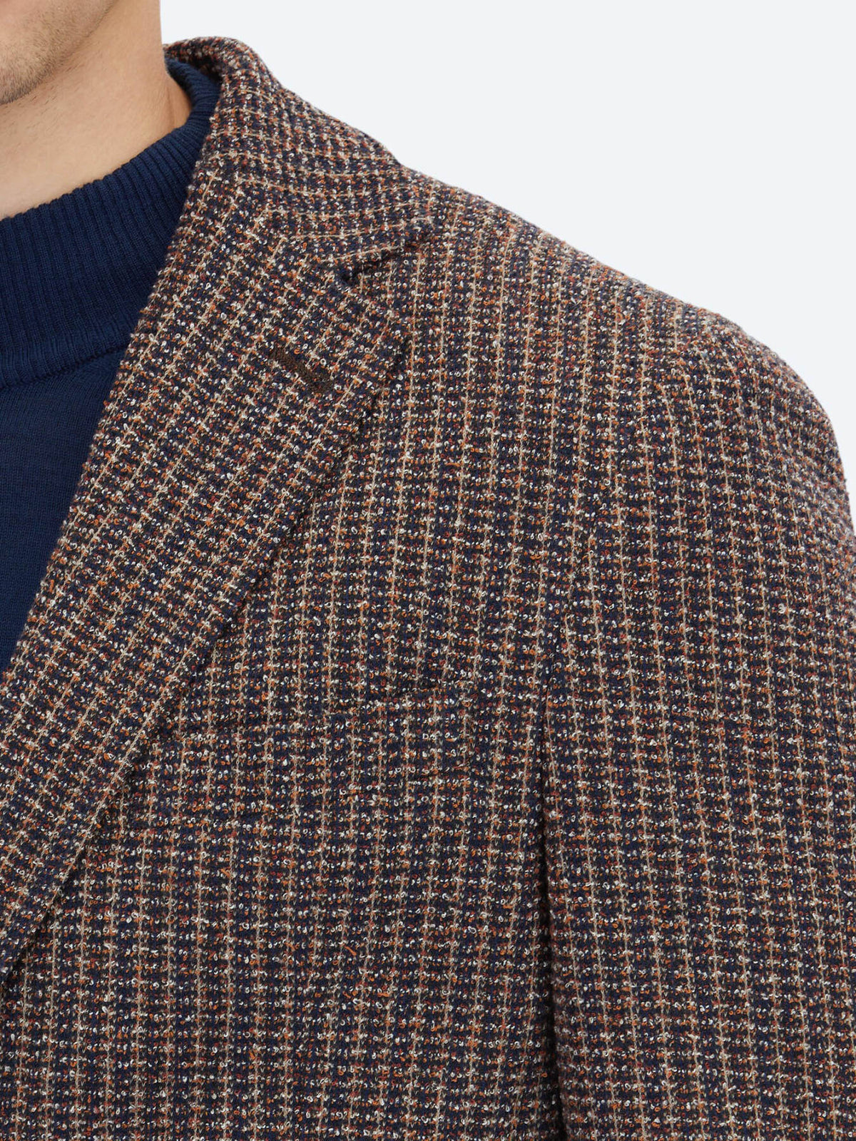 Marineblau gemusterte Modern Fit Baumwollmischungsjacke