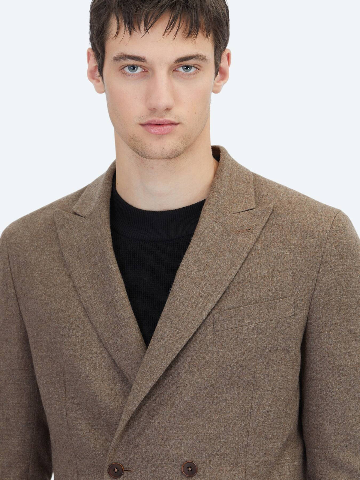 Braune Modern Fit Wollmischungsjacke