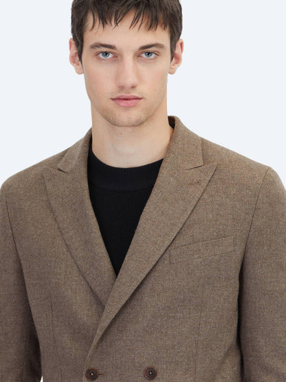 Braune Modern Fit Wollmischungsjacke