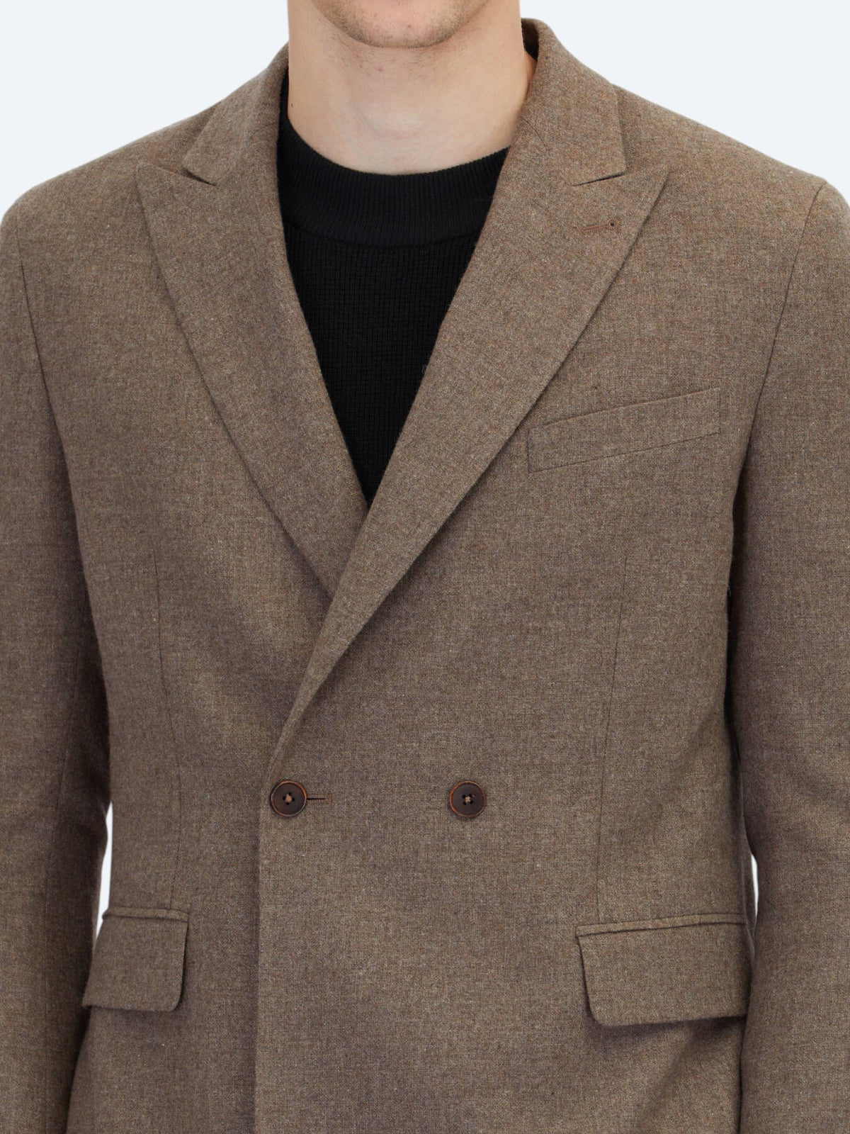Braune Modern Fit Wollmischungsjacke
