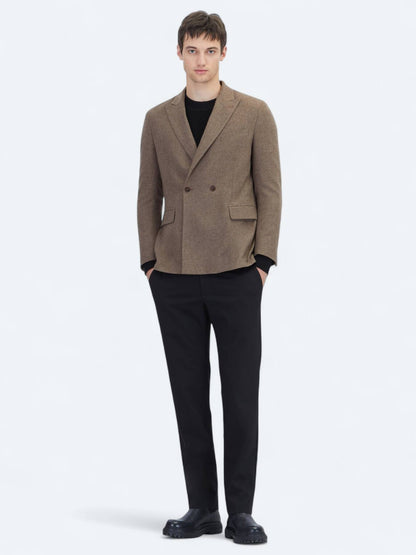 Braune Modern Fit Wollmischungsjacke