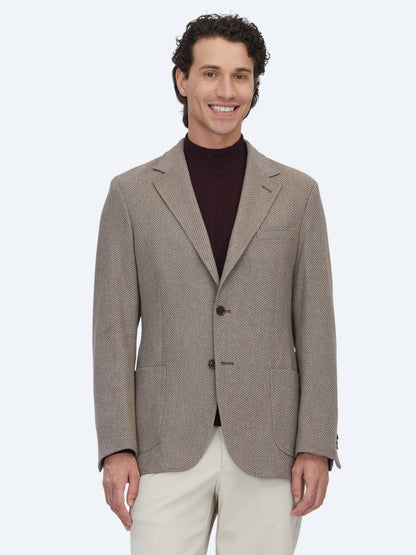 Hellbraune gemusterte moderne Wolljacke
