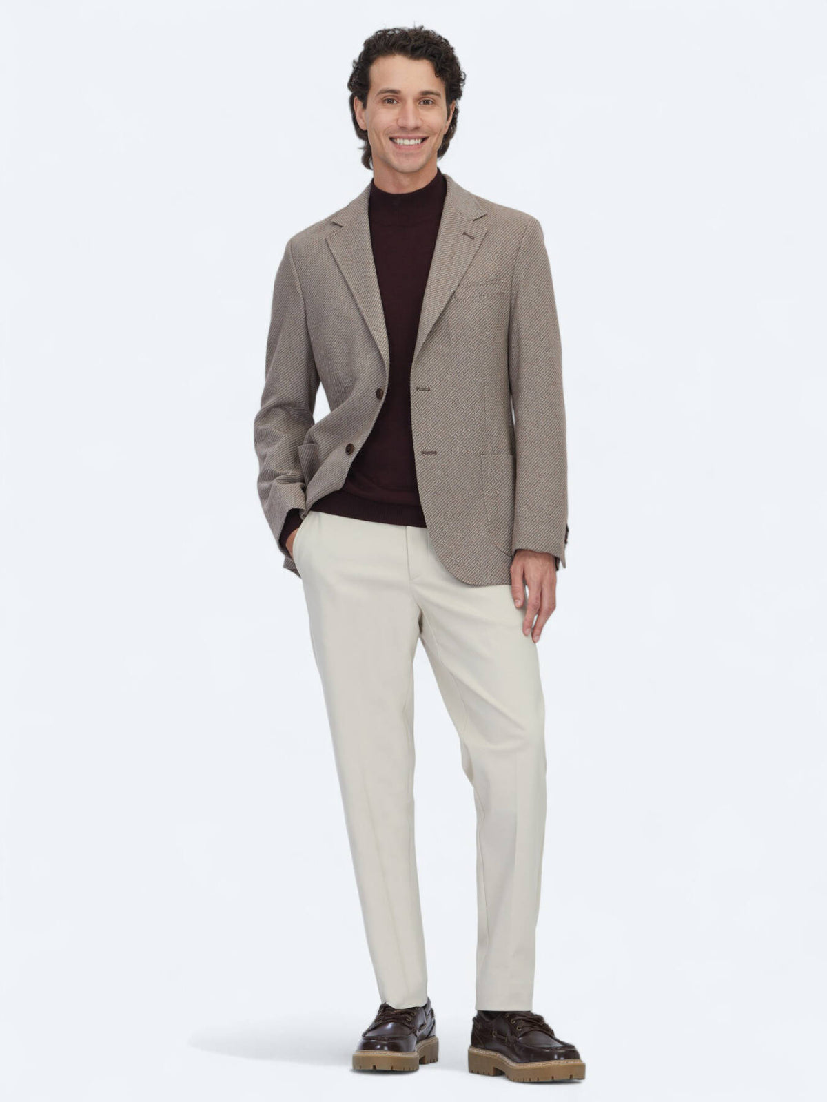 Hellbraune gemusterte moderne Wolljacke