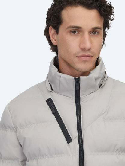 Beige Regular Fit Freizeitjacke mit abnehmbarer Kapuze