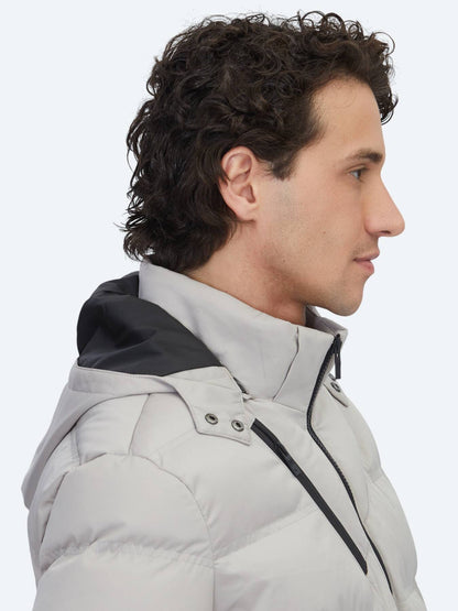 Beige Regular Fit Freizeitjacke mit abnehmbarer Kapuze