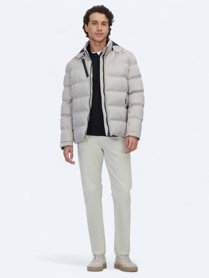 Beige Regular Fit Freizeitjacke mit abnehmbarer Kapuze