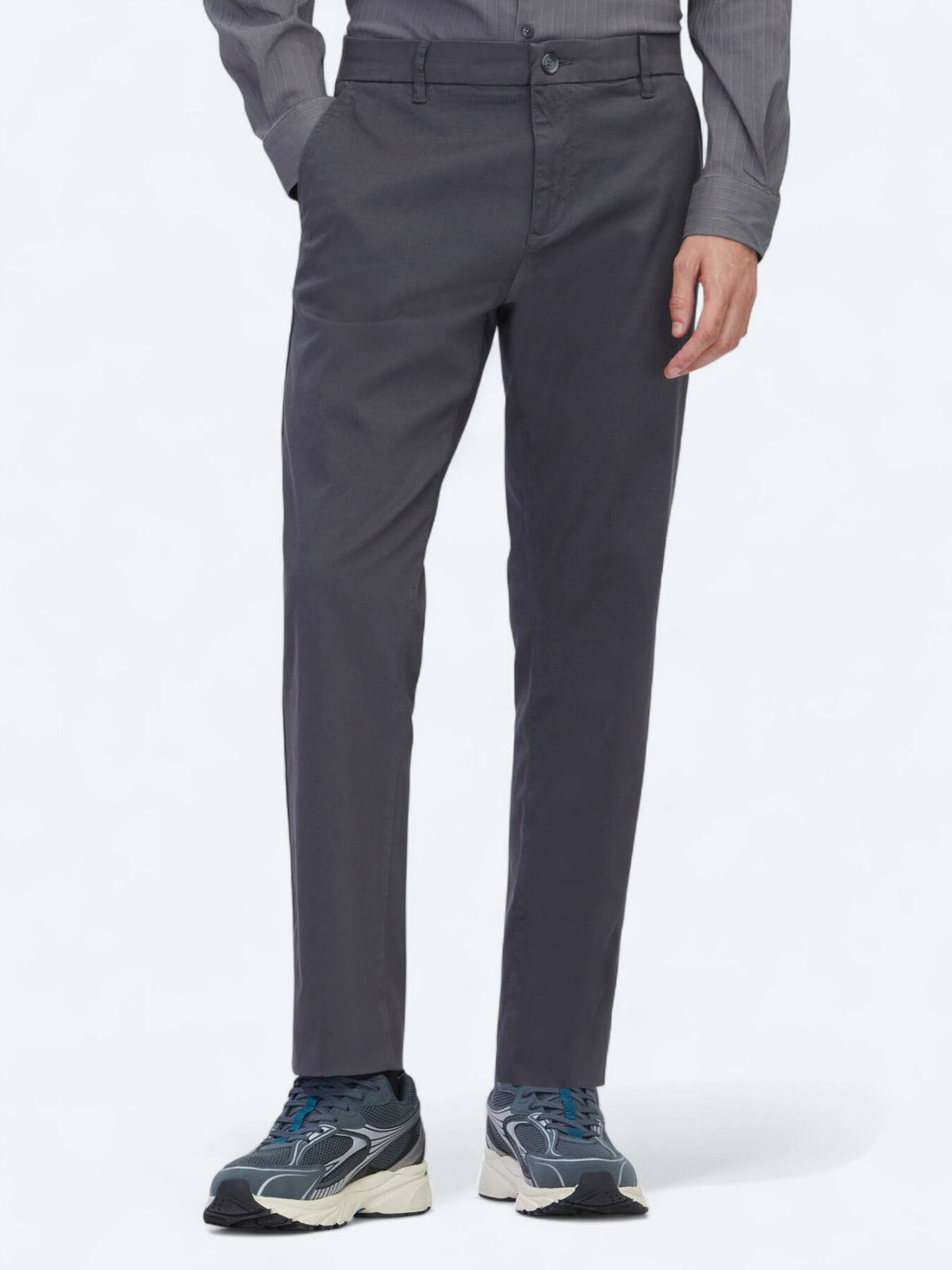 Graue Weberei Regular Fit Freizeit Baumwollmischung Hose